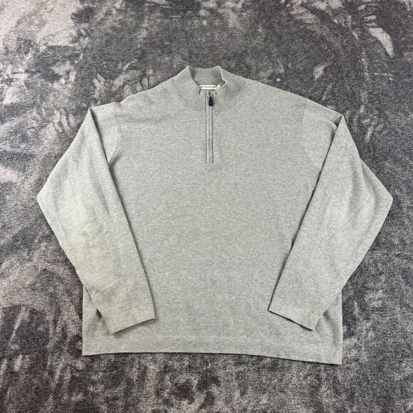 Peter Millar Crown Sport 1/4 Zip Mock Neck Men's XL Gray Pullover Cotton Blend - Picture 1 of 9